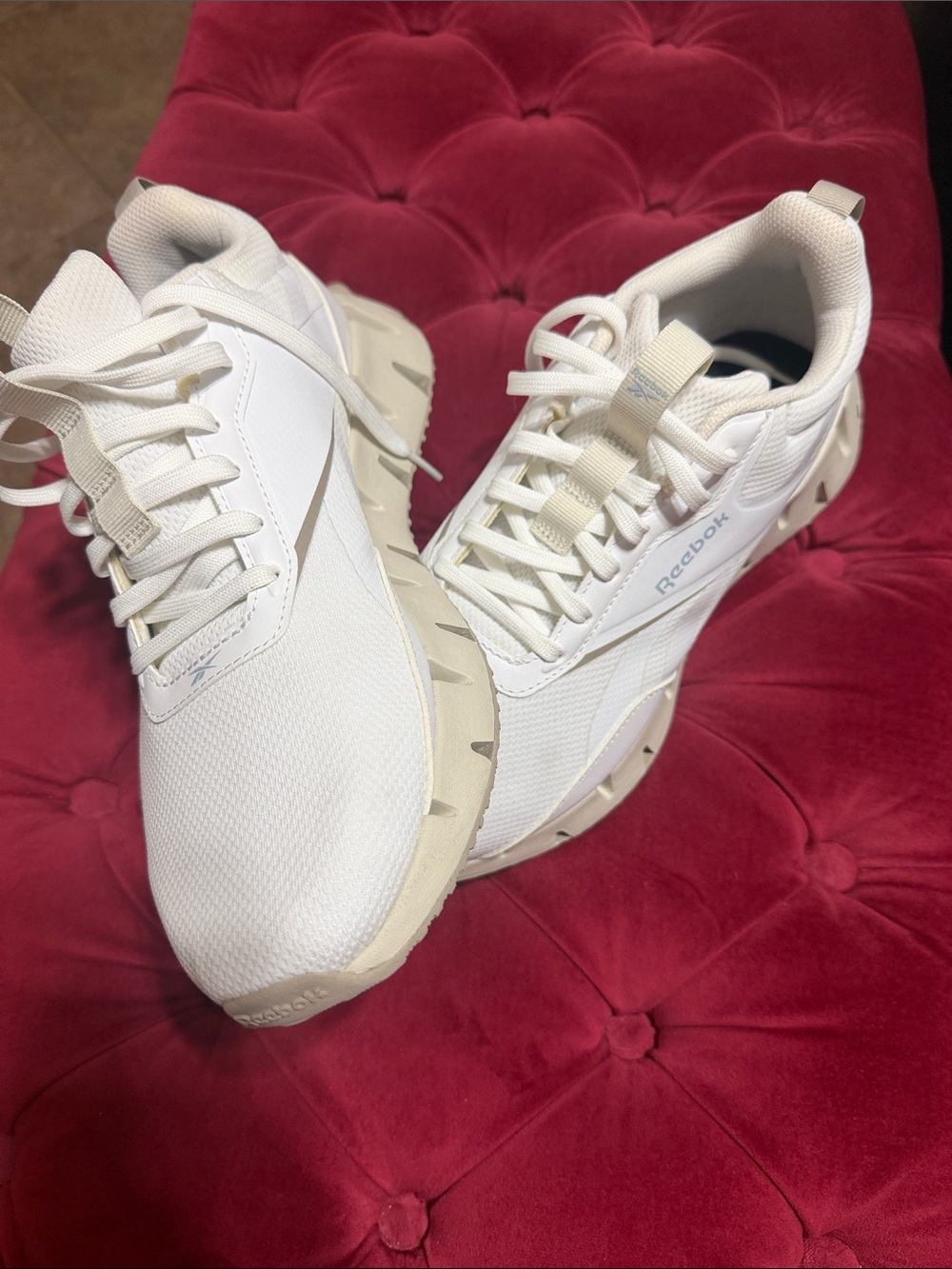 Reebok Men’s White Athletic Sneakers with Cream Trim